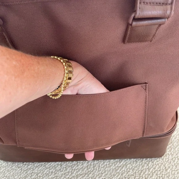 Beis Brand Brown Tote Bag with Leather Accents and Shoe Storage - Picture 3 of 7